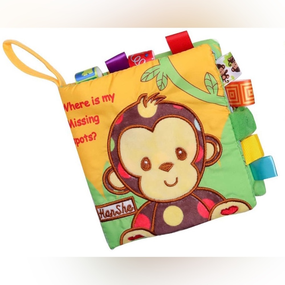 HanShe Where Is My Missing Spots Soft Crinkle Cloth Fabric Taggies Baby Book